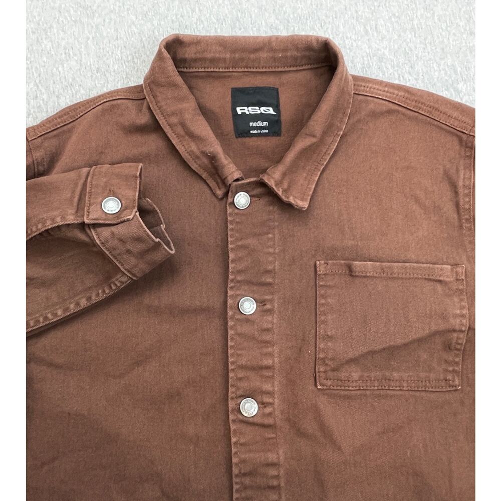 CQR‎ Jacket Mens Medium Brown Cotton Blend Stretch Long Sleeve Button Up